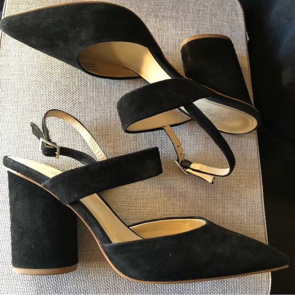 BOTKIER New York Halle black suede slingback block round heel sandal pump 6.5 - Picture 3 of 9